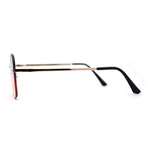 Retro Rimless Rectangle Bevel Lens Luxury Sunglasses