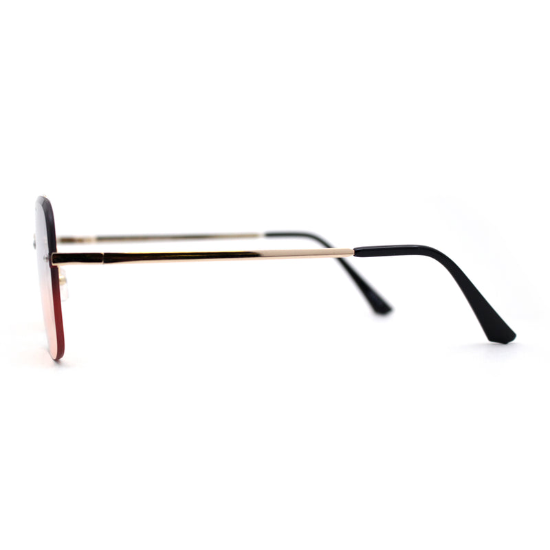 Retro Rimless Rectangle Bevel Lens Luxury Sunglasses