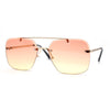 Retro Rimless Rectangle Bevel Lens Luxury Sunglasses