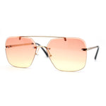 Retro Rimless Rectangle Bevel Lens Luxury Sunglasses