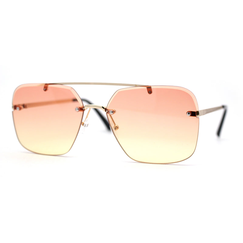 Retro Rimless Rectangle Bevel Lens Luxury Sunglasses