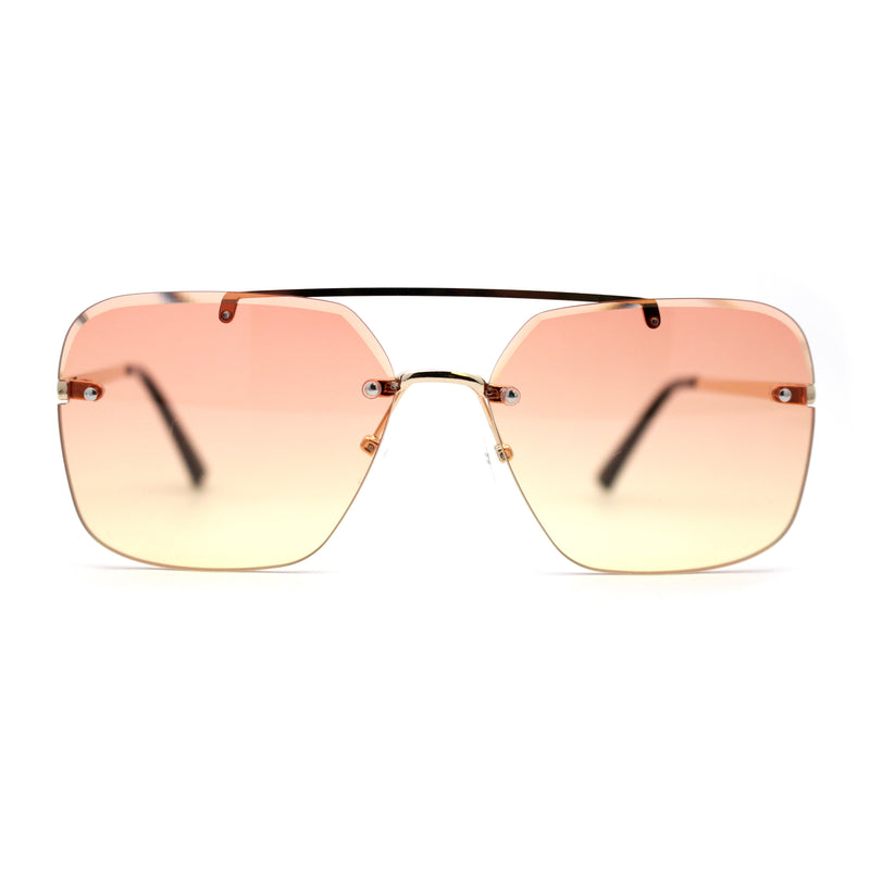 Retro Rimless Rectangle Bevel Lens Luxury Sunglasses