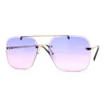 Retro Rimless Rectangle Bevel Lens Luxury Sunglasses
