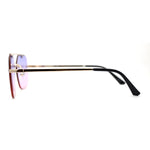 Retro Rimless Rectangle Bevel Lens Luxury Sunglasses