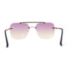 Retro Rimless Rectangle Bevel Lens Luxury Sunglasses