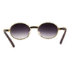 Heavy Rhinestone Trim OG Rapper Woodgrain Arm Oval Sunglasses