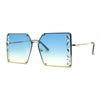 Leaf Rhinestone Rimless Rectangle Square Butterfly Sunglasses