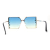 Leaf Rhinestone Rimless Rectangle Square Butterfly Sunglasses