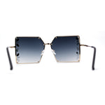 Leaf Rhinestone Rimless Rectangle Square Butterfly Sunglasses