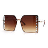 Leaf Rhinestone Rimless Rectangle Square Butterfly Sunglasses