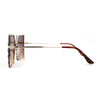 Leaf Rhinestone Rimless Rectangle Square Butterfly Sunglasses