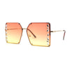 Leaf Rhinestone Rimless Rectangle Square Butterfly Sunglasses