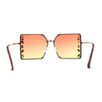 Leaf Rhinestone Rimless Rectangle Square Butterfly Sunglasses