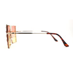 Leaf Rhinestone Rimless Rectangle Square Butterfly Sunglasses