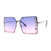 Leaf Rhinestone Rimless Rectangle Square Butterfly Sunglasses