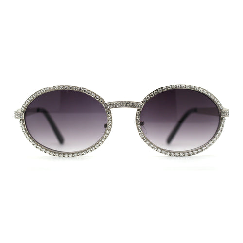 Heavy Rhinestone Jewel OG Rapper Oval Sunglasses