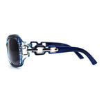 Womens Luxury Rhinestone Jewel Trim Metal Chain Arm Sunglasses
