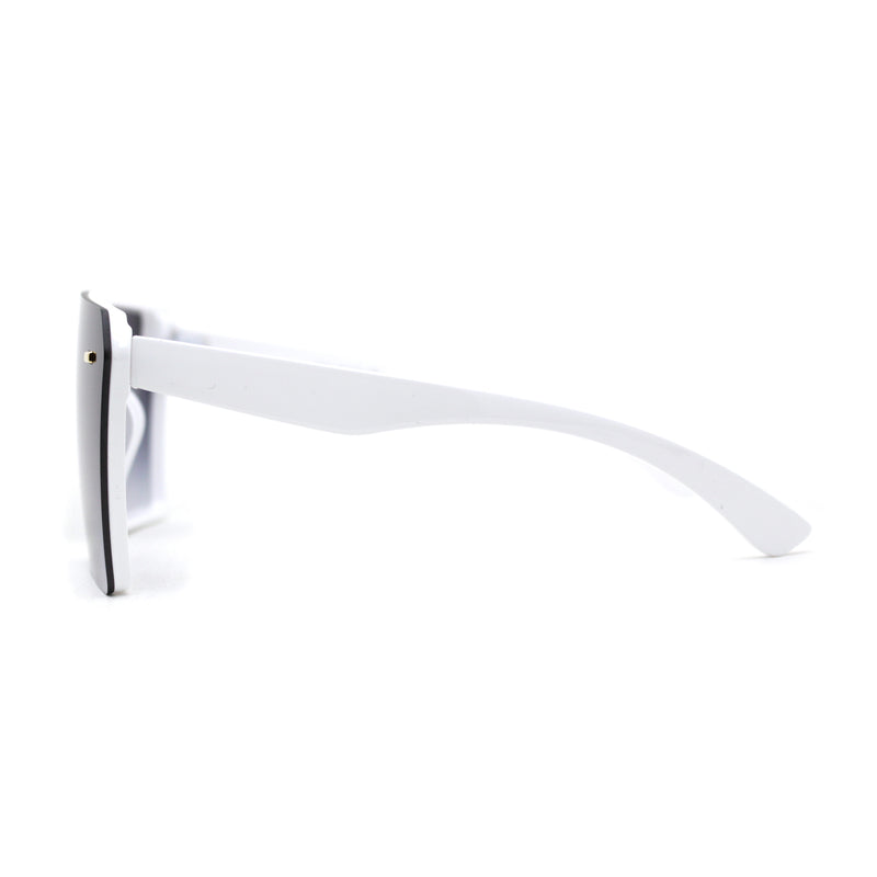 Womens Square Flat Top Racer Exposed Lens Boyfriend Sunglasses