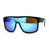 Mens 80s Futuristic Robotic Shield Sport Horn Rim Sunglasses