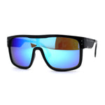 Mens 80s Futuristic Robotic Shield Sport Horn Rim Sunglasses