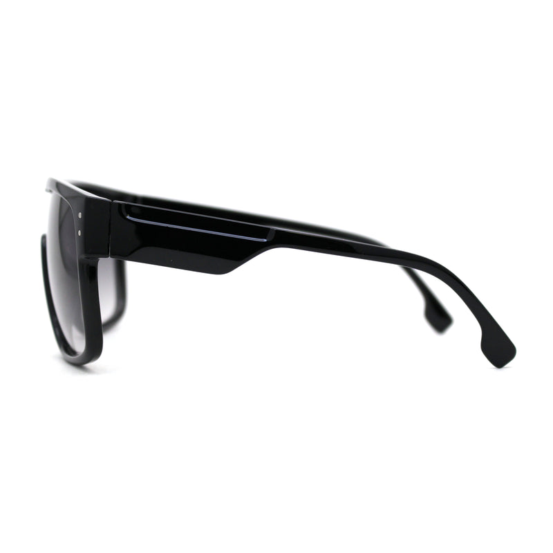 Mens 80s Futuristic Robotic Shield Sport Horn Rim Sunglasses