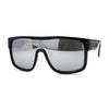 Mens 80s Futuristic Robotic Shield Sport Horn Rim Sunglasses