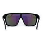 Mens 80s Futuristic Robotic Shield Sport Horn Rim Sunglasses