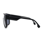 Mens 80s Futuristic Robotic Shield Sport Horn Rim Sunglasses