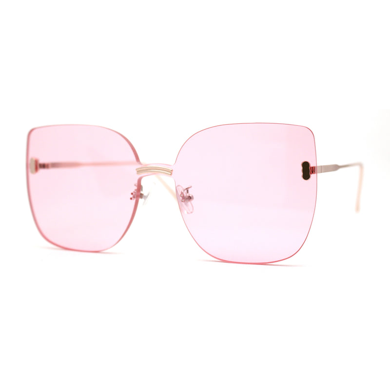 Womens Oversize Rimless Solid Shield Butterfly Diva Sunglasses