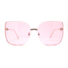 Womens Oversize Rimless Solid Shield Butterfly Diva Sunglasses