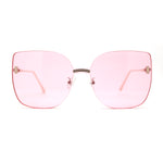 Womens Oversize Rimless Solid Shield Butterfly Diva Sunglasses