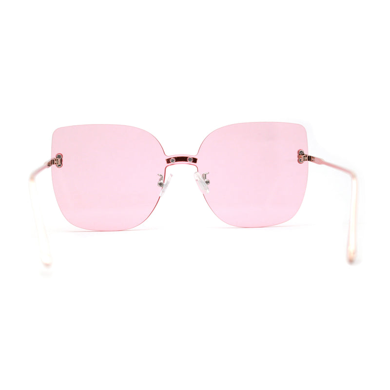 Womens Oversize Rimless Solid Shield Butterfly Diva Sunglasses