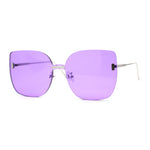 Womens Oversize Rimless Solid Shield Butterfly Diva Sunglasses