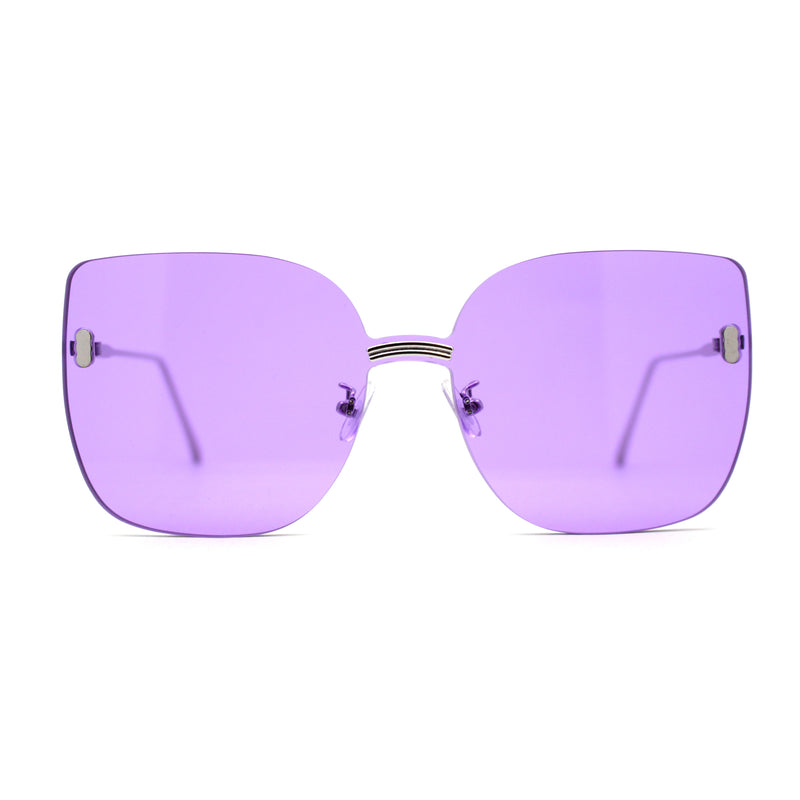 Womens Oversize Rimless Solid Shield Butterfly Diva Sunglasses