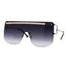 Luxurious Oversize Rimless Shield Flat Top Mobster Sunglasses