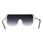 Luxurious Oversize Rimless Shield Flat Top Mobster Sunglasses