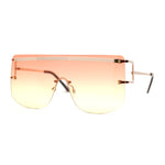 Luxurious Oversize Rimless Shield Flat Top Mobster Sunglasses