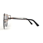 Luxurious Oversize Rimless Shield Flat Top Mobster Sunglasses