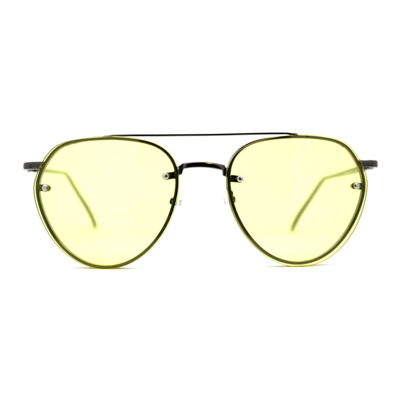 Pop Color Lens Iconic Rimless Tear Drop Offcer Pilots Sunglasses