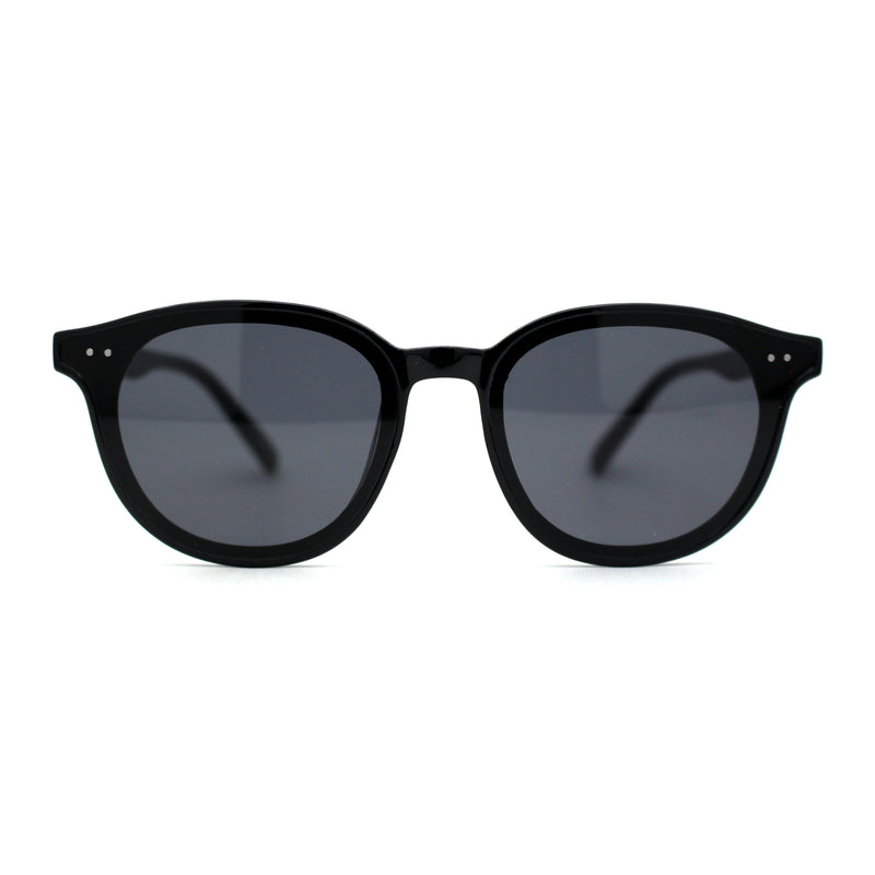 Hipster Round Horn Rim Inset Lens Thin Plastic Sunglasses
