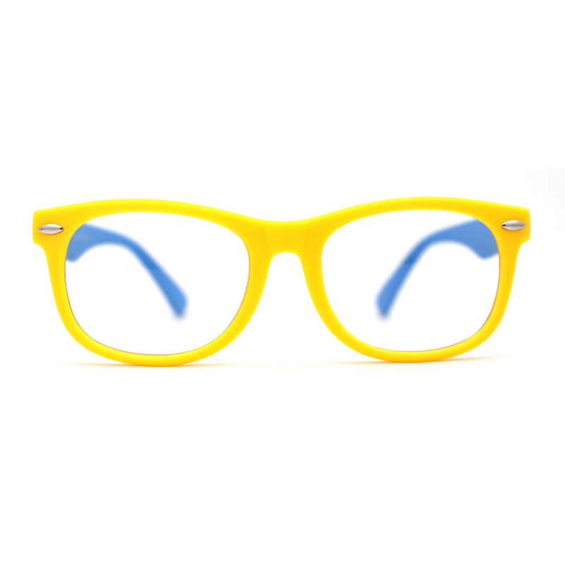 Boys Crushproof Flexible Rubber Horn Rim Blue Light Filter Computer Glasses