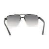 Mens Rectangle Double Bridge Half Rim Wood Grain Arm Mob Sunglasses