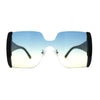 Womens Colorful Oceanic Gradient Rimless Large Shield Sunglasses