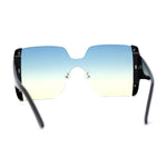 Womens Colorful Oceanic Gradient Rimless Large Shield Sunglasses