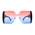 Womens Colorful Oceanic Gradient Rimless Large Shield Sunglasses