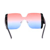 Womens Colorful Oceanic Gradient Rimless Large Shield Sunglasses