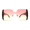 Womens Colorful Oceanic Gradient Rimless Large Shield Sunglasses