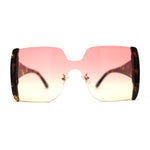 Womens Colorful Oceanic Gradient Rimless Large Shield Sunglasses