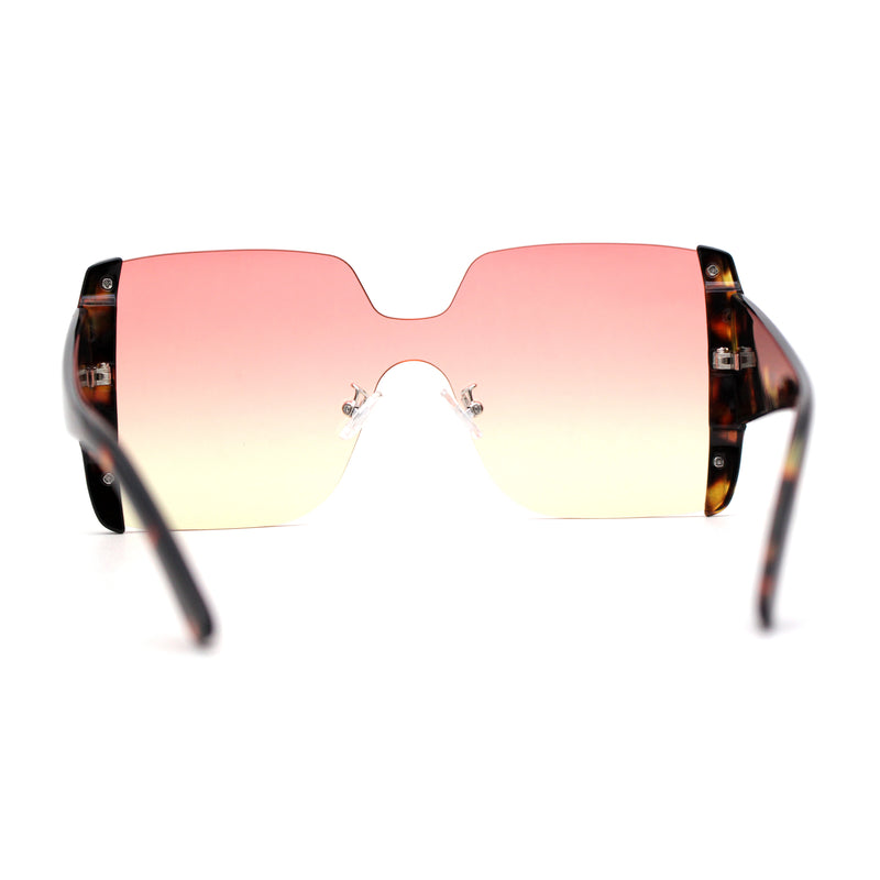 Womens Colorful Oceanic Gradient Rimless Large Shield Sunglasses
