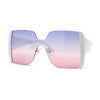 Womens Colorful Oceanic Gradient Rimless Large Shield Sunglasses